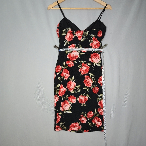 Sirens Red And Black Spaghetti Strap Zipper Front Rose Dress Size S - Picture 5 of 8